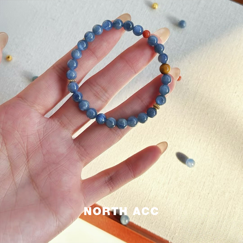 NORTHACC新中式复古天然蓝晶石原创小众设计红玛瑙黄虎眼手链手串