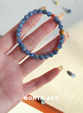 NORTHACC新中式复古天然蓝晶石原创小众设计红玛瑙黄虎眼手链手串
