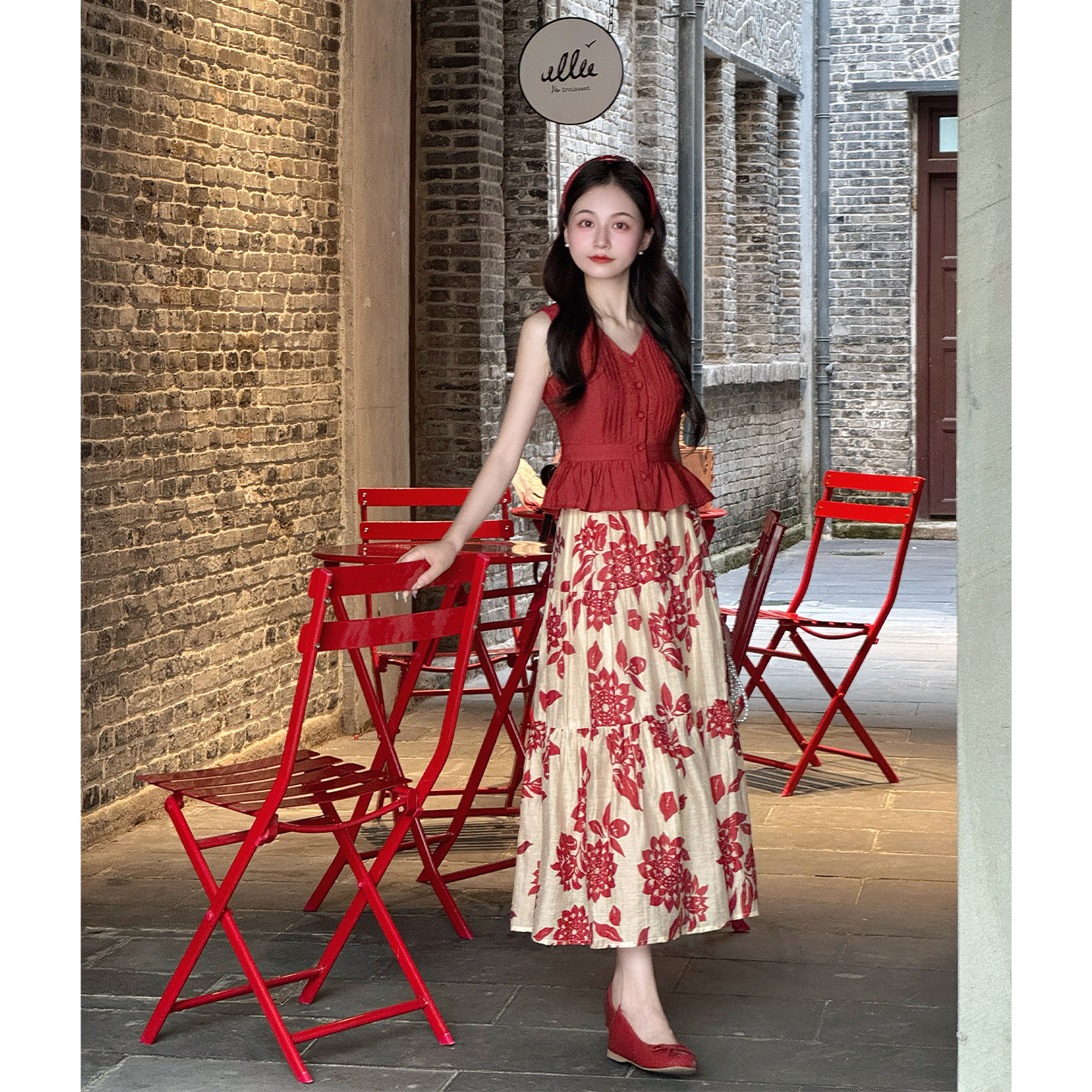 【夏日热恋】小娜椒小个子文艺复古时尚花边上衣印花半身裙套装女,女装/女士精品,时尚套装,淘宝优惠券,粉丝福利购,淘宝优惠卷