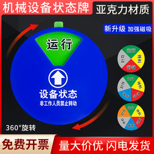 亚克力机械设备状态管理标识牌车间生产医疗机器仪器运行故障停机检修状态切换标识牌圆形指示提示牌标志定制