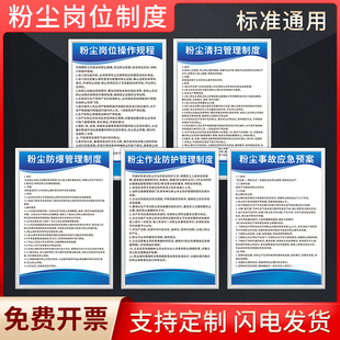 粉尘清扫管理制度岗位安全操作规程制度牌职业病危害告知卡注意防尘标识牌全套粉尘提示牌广告KT板定制