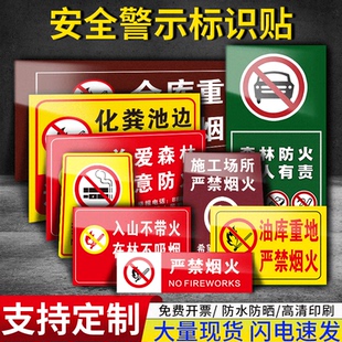 定制仓库重地严禁烟火消防标识标牌警示牌加油站沼气池施工地油库重地严禁烟火标识牌防火标志贴纸安全标识牌
