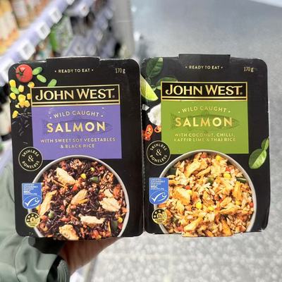 ole超市泰国进口JOHNWEST椰汁青柠蔬菜黑米三文鱼轻食餐170g