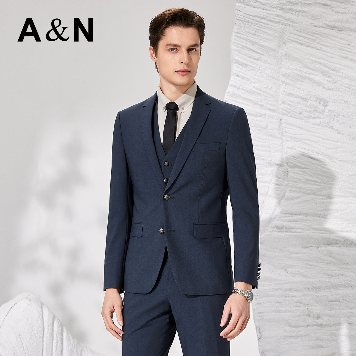 【马甲套西三件套】春秋商务正装礼服男轻奢高级西装西裤新郎伴郎