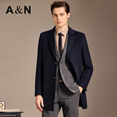 AntonNeal高级羊毛大衣男中长款 10%山羊绒&10%桑蚕丝 西服外套
