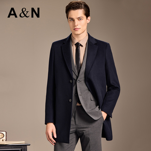 【10%山羊绒&10%桑蚕丝】AntonNeal高级羊毛大衣男中长款西服外套