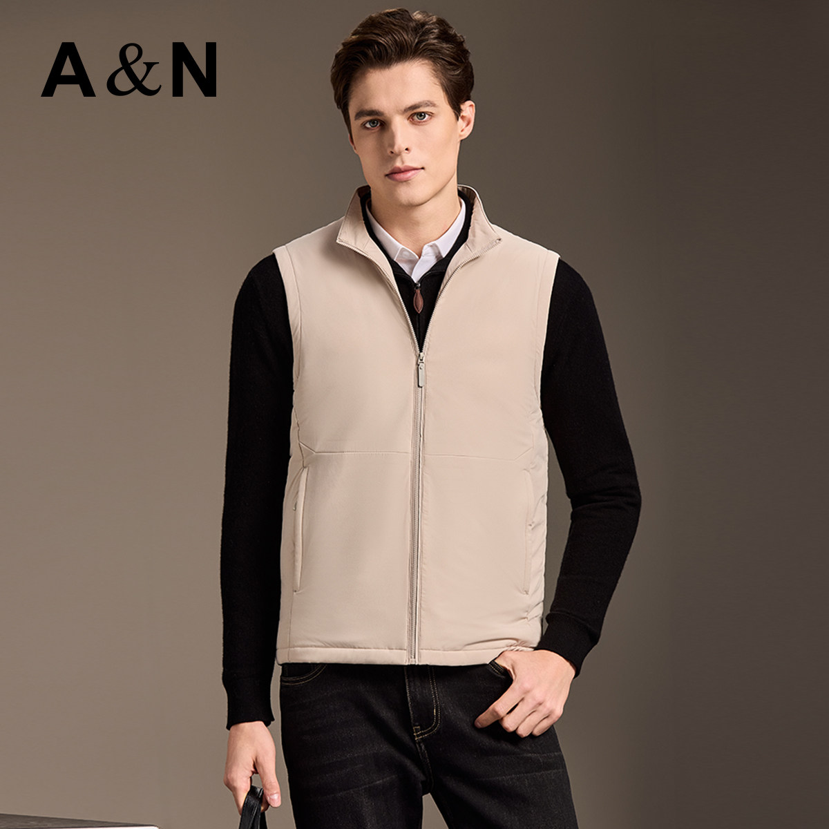 【桑蚕丝&鹅绒填充】AntonNeal男士高级立领羽绒马甲秋冬保暖外搭,男装,常规马甲,淘宝优惠券,粉丝福利购,淘宝优惠卷