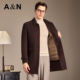AntonNeal商务翻领羊毛大衣中长款 可拆卸鹅绒内胆 羽绒外套男