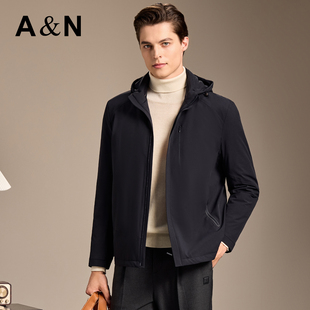 【大朵鹅绒】AntonNeal保暖薄羽绒服男商务可拆卸连帽鹅绒服外套