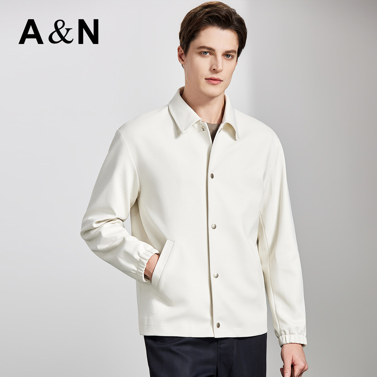 【顺滑挺括】AntonNeal简约新商务男士夹克外套春秋时尚净色外套