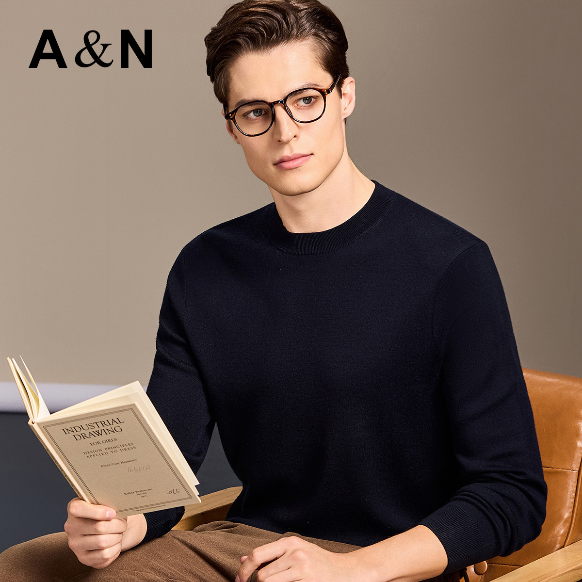 【加厚&精纺空气层】AntonNeal可机洗纯羊毛打底衫保暖针织毛衣男