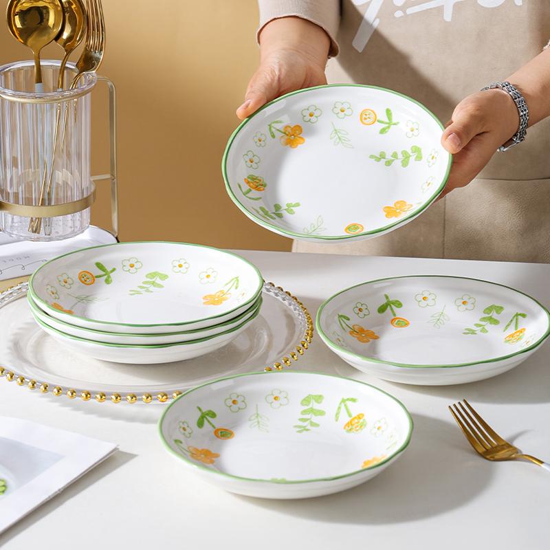 盘子菜盘家用2024新款清新华语餐具高颜值陶瓷菜盘可进微波炉