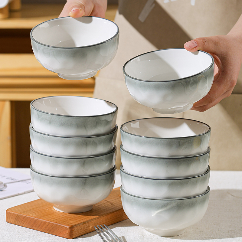 10只装碗釉下彩烟雨遥米饭碗家用2025新款高级感碗具陶瓷餐具面碗