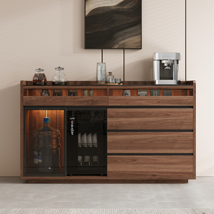 轻奢岩板餐柜带烧水壶客厅咖啡茶水柜生态板厨房碗盘柜消毒收纳柜