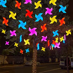 led发光风车灯餐厅商场布置装饰灯户外楼盘小区亮化挂树上灯装饰