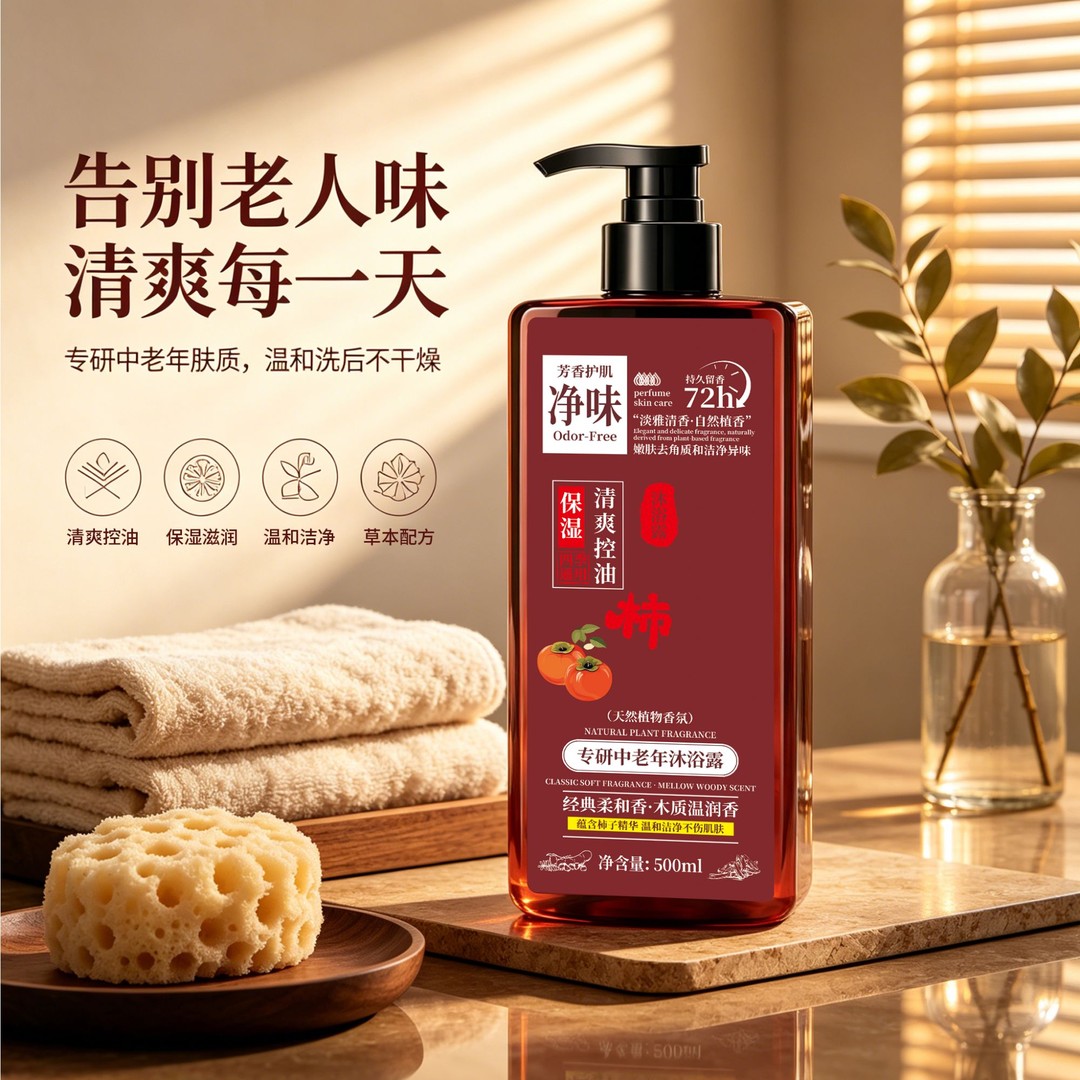 花小蔻专研中老年舒缓净味沐浴露控油去角质檀香香氛保湿沐浴露