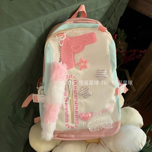 多巴胺可爱少女书包大容量初中生高颜值双肩包高中大学生小众背包