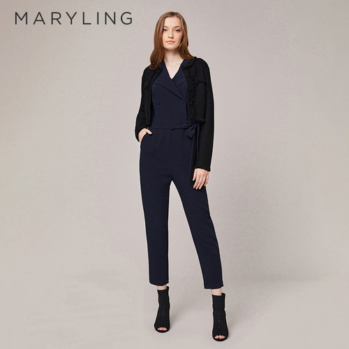 MARYLING系带收腰无袖连体裤