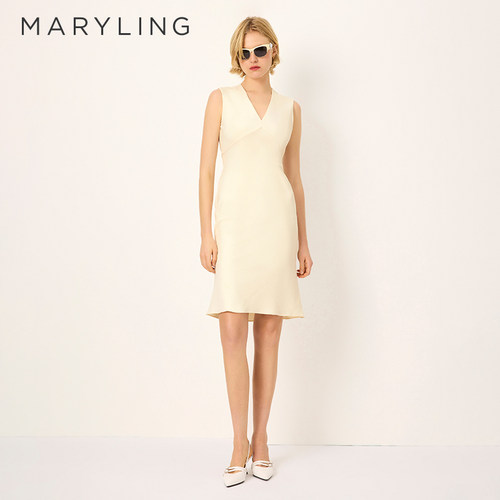 MARYLING玛俪琳奥莱outletsV领无袖鱼尾过膝连衣裙A1FBW63100