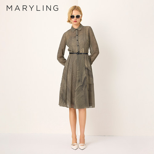 MARYLING玛俪琳奥莱outlets【欧普艺术】衬衫式连衣裙A1FAW61830