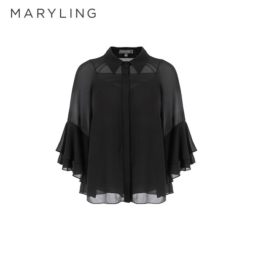 MARYLING衬衫微透视荷叶边