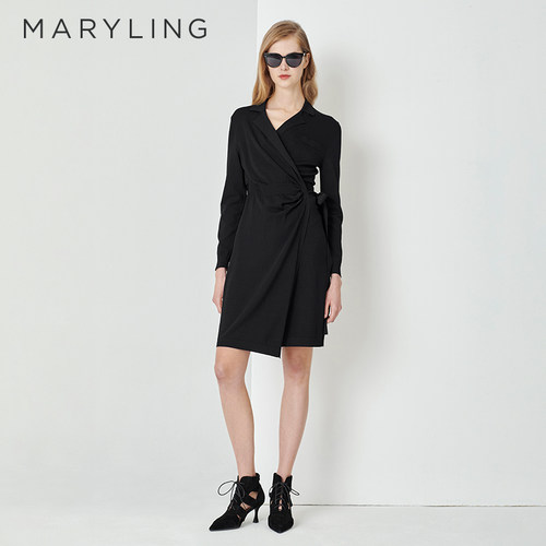 MARYLING西装领针织连衣裙