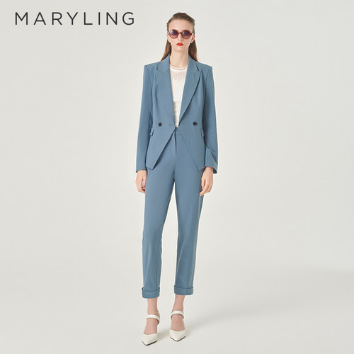 MARYLING玛俪琳奥莱outlets芭蕾西装春季雾蓝色外套A1EBW14280