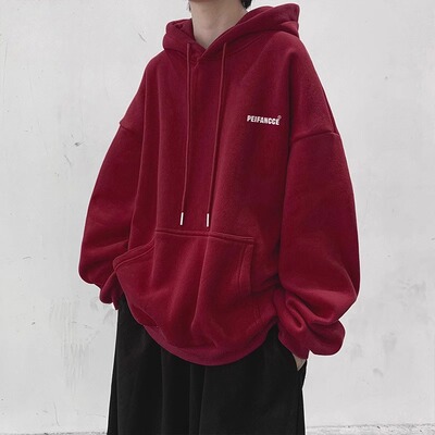 新款安可拉红加绒卫衣男女秋冬