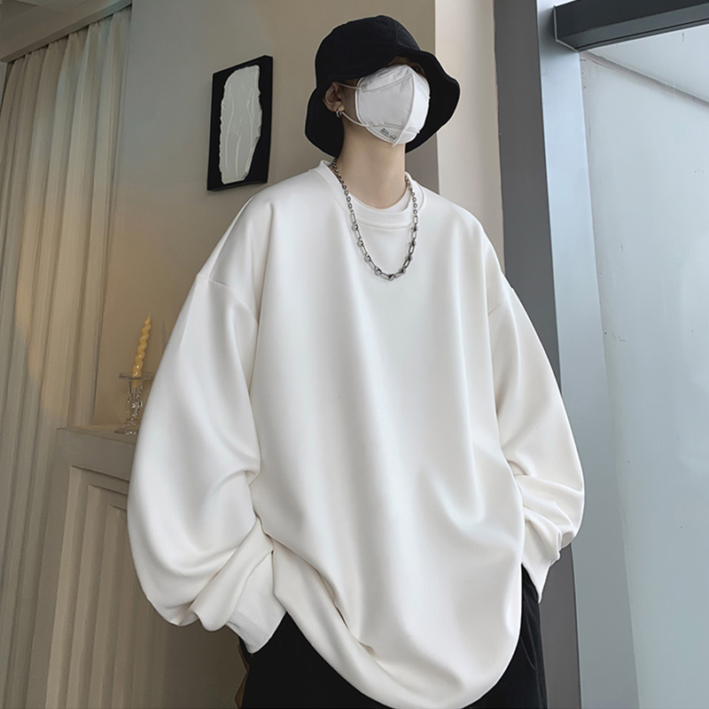 大码300斤麂皮绒圆领卫衣男秋冬