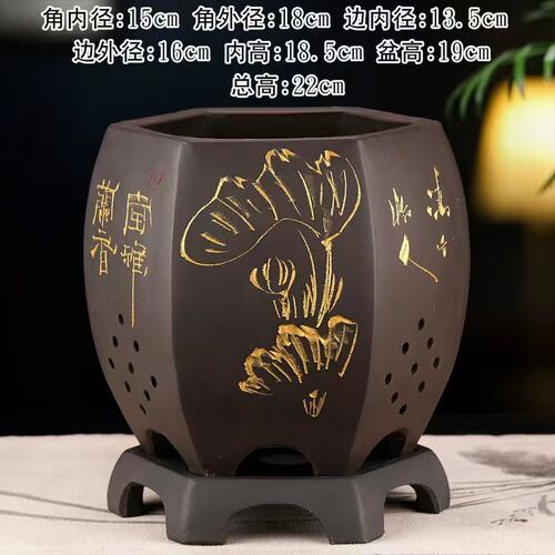 六方紫砂君子兰花盆阳台特大号陶瓷绿萝多肉种菜盆景盆栽精品花盆