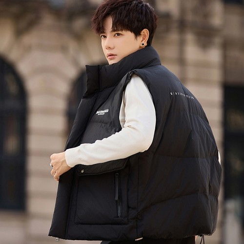 立领宽松百搭帅气羽绒马夹男冬季