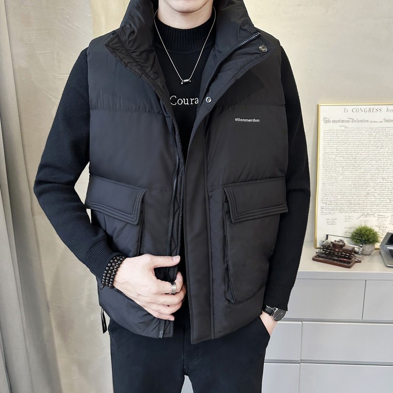 精致chic韩风短款立领羽绒马夹男