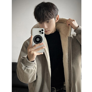 情侣装座山雕PU皮衣夹克棉服外套男女冬季加绒加厚大毛领棉衣棉袄