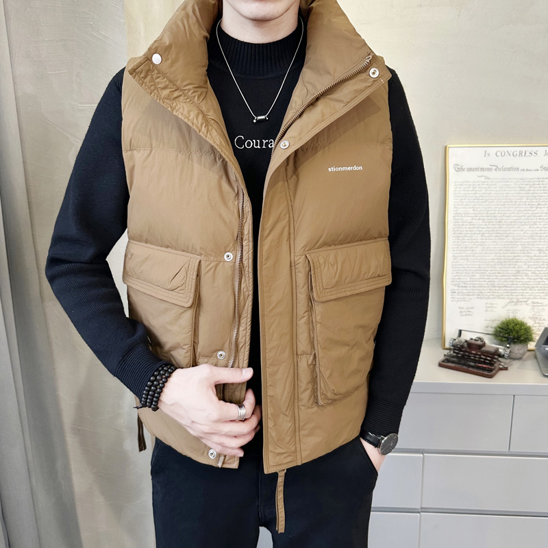 短款休闲痞帅百搭立领羽绒马夹男