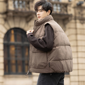 美式复古工装外套老钱风羽绒马甲男外穿冬季加厚保暖叠穿背心坎肩