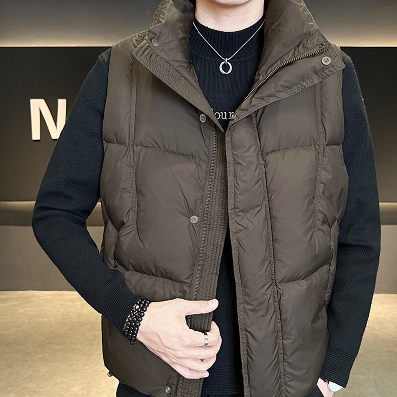 无帽休闲宽松立领羽绒马甲男秋冬
