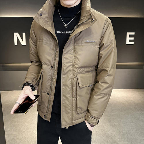 冬季新款立领皮羽绒服男士日系衣