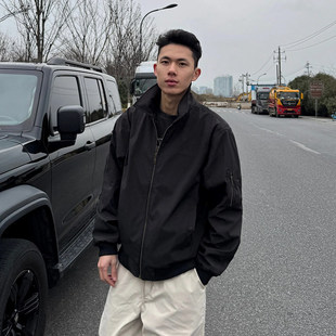 美式高街藏蓝色ma1飞行夹克男秋季cleanfit短款棒球服外套npc穿搭