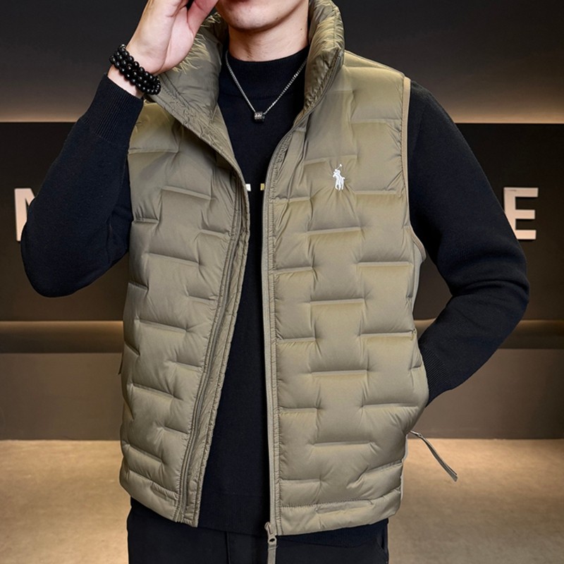 针织拼接ins港风羽绒马甲男士冬