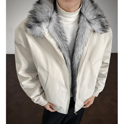 冬季狼王座山雕仿狼毛哈灵顿棉服