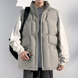 OOTD冬季无袖背心棉马甲男士休闲宽松运动青少年保暖加厚立领棉衣