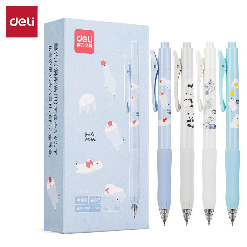 得力SA287速干按动学生中性笔0.5mmST头 (动物志)(12支/盒)