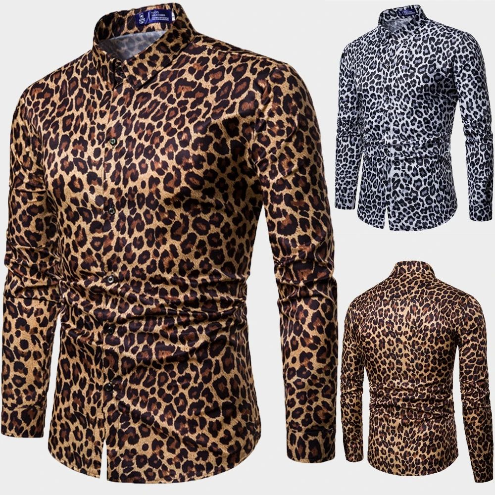 Leopard print long sleeved casual shirt 豹纹印花长袖休闲衬衫