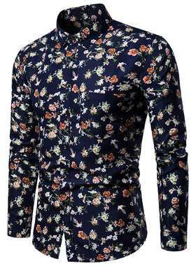Casual Plus Size Men's Printed Long Sleeves 休闲大码印花长袖