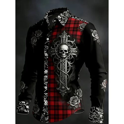翻领印花开襟长袖 Flip collar printed open long sleeved shirt
