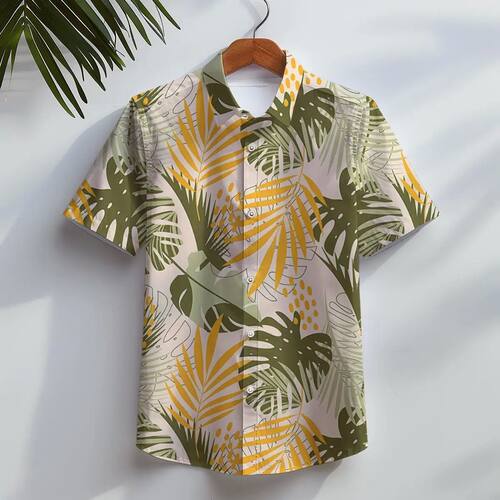3D printed short sleeved casual t-shirt3D印花短袖休闲衬衫男