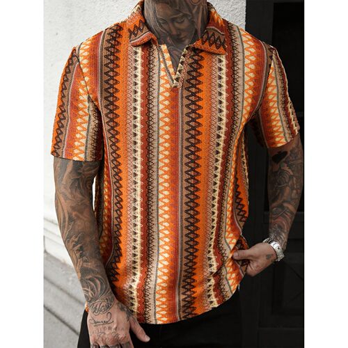 纯色翻领短袖 Solid color patchwork lapel short sleeved shirt