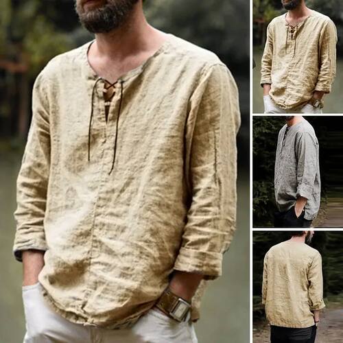 纯色系带长袖上衣Solid color V-neck lace up long sleeved top