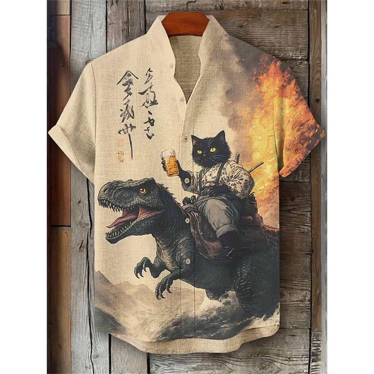 Stand up collar short sleeved printed T-shirt立领短袖印花t恤