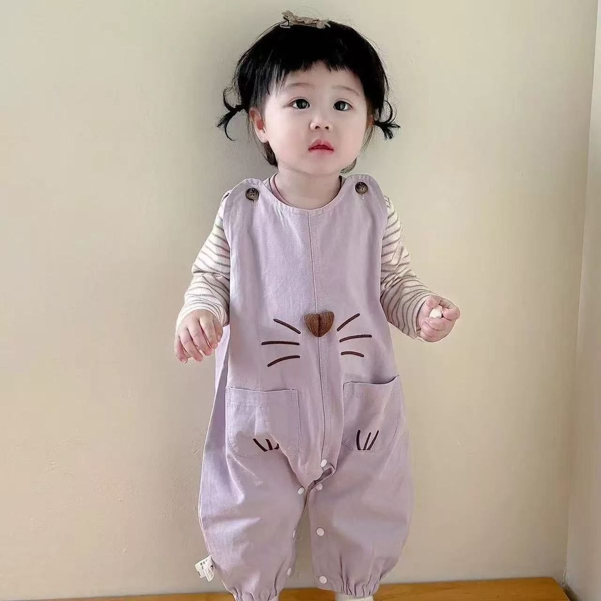 春秋背带裤两件套婴儿连